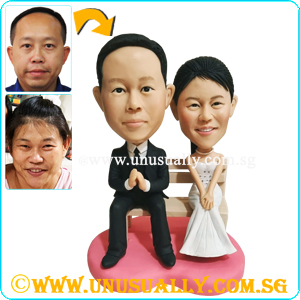 Custom 3D Lovely Wedding Couple On Bench Figurines